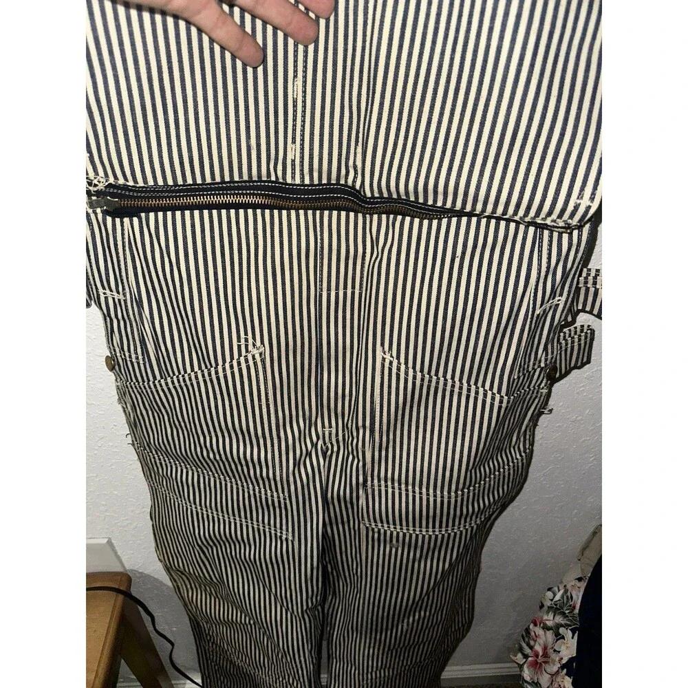 BNWT Lee Overall Bibs Sanforized Union Made Blue Pinstripe Carpenter USA 34/32